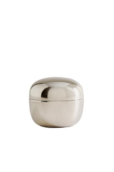 LARGE ROUND STAINLESS STEEL BOX - Silver by Zara