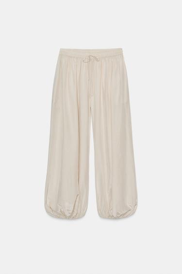 PANTALÓN BOMBACHO ZW COLLECTION - Beige / Verde de Zara