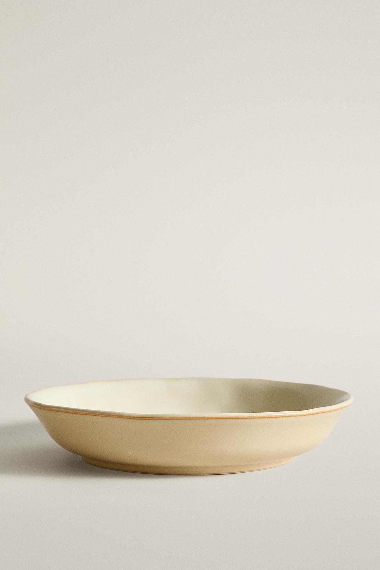 IRREGULAR EDGE STONEWARE SOUP PLATE — Cream