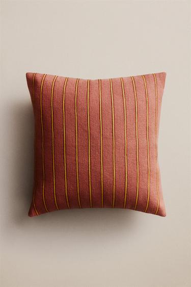 STRIPED CUSHION COVER — Raspberry 1
