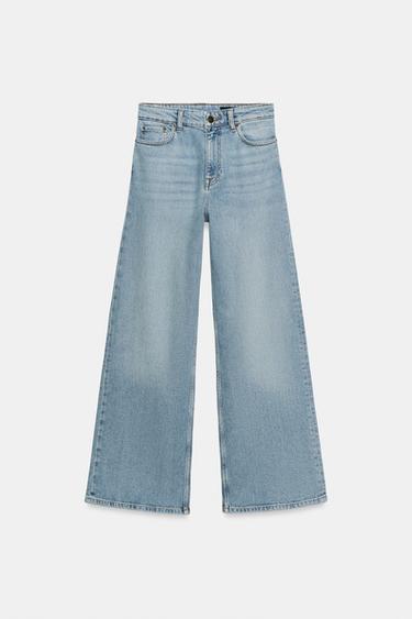 Zara ZW COLLECTION COMFORT HIGH-RISE WIDE LEG JEANS - Mid-blue