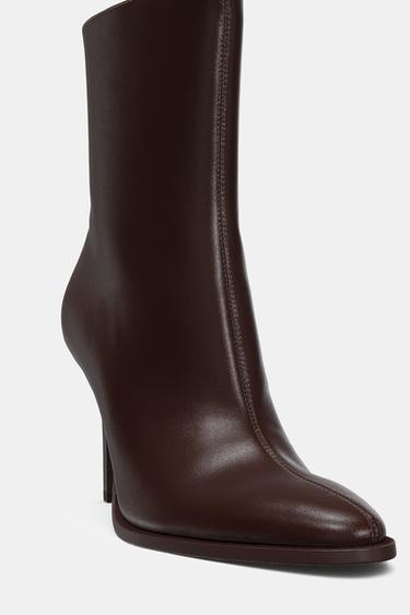 HIGH-HEEL ANKLE BOOTS - Burgundy Red by Zara - Image 8