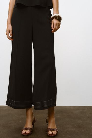 PLEATED HEM CULOTTE TROUSERS - Black by Zara