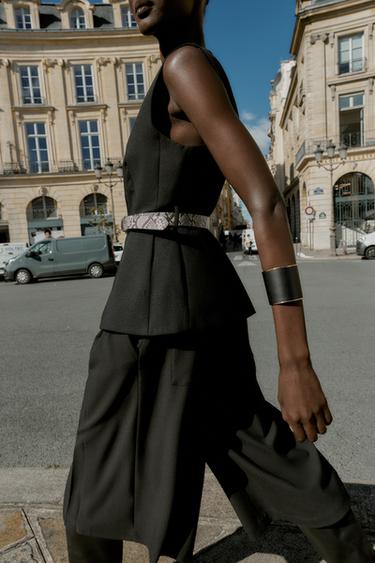 GILET AVEC CEINTURE - Noir de Zara - Image 3