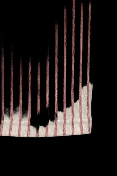 Zara RELAXED STRIPED PANTS - Brown / White