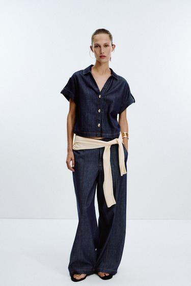 Zara Z1975 WIDE LEG SEAM JEANS - Blue