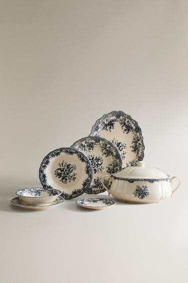SERVICE DE TABLE EN FAÏENCE FLORAL - ÉCRU/JAUNE de Zara - Image 1