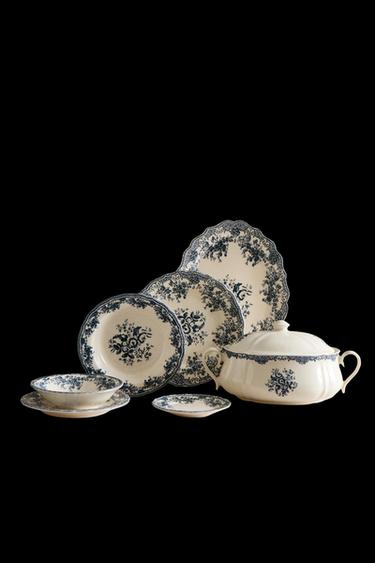 FLORAL EARTHENWARE DINNER SET - Ecru/Yellow by Zara - Image 0