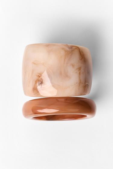 Zara TWO-PACK OF RIGID RESIN BRACELETS - Brown