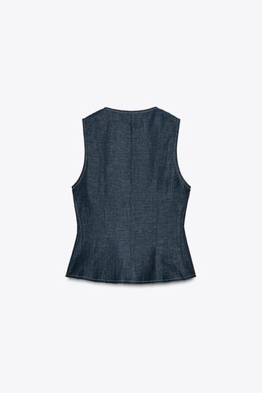 DOUBLE-BREASTED LINEN WAISTCOAT - Indigo by Zara - Image 7