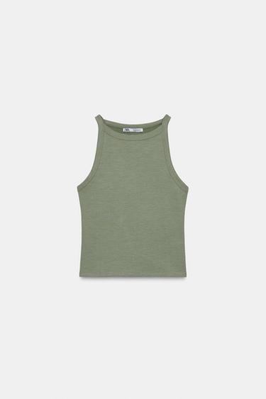 TOP HALTER - Khaki de Zara - Imagen 0
