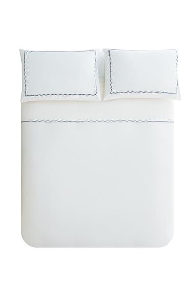DUVET COVER WITH EMBROIDERED BORDER - Oyster-white by Zara