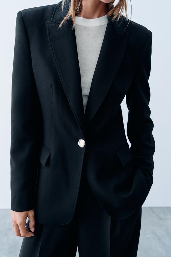 VESTE AJUSTÉE À ÉPAULETTES - Noir de Zara - Image 3
