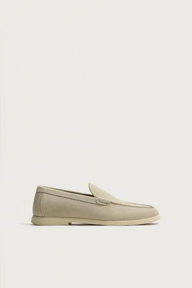 Zara CASUAL LEATHER LOAFERS - Off White