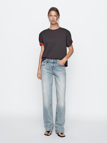 Zara Low-rise straight-leg jeans - Aquamarine - Image 0