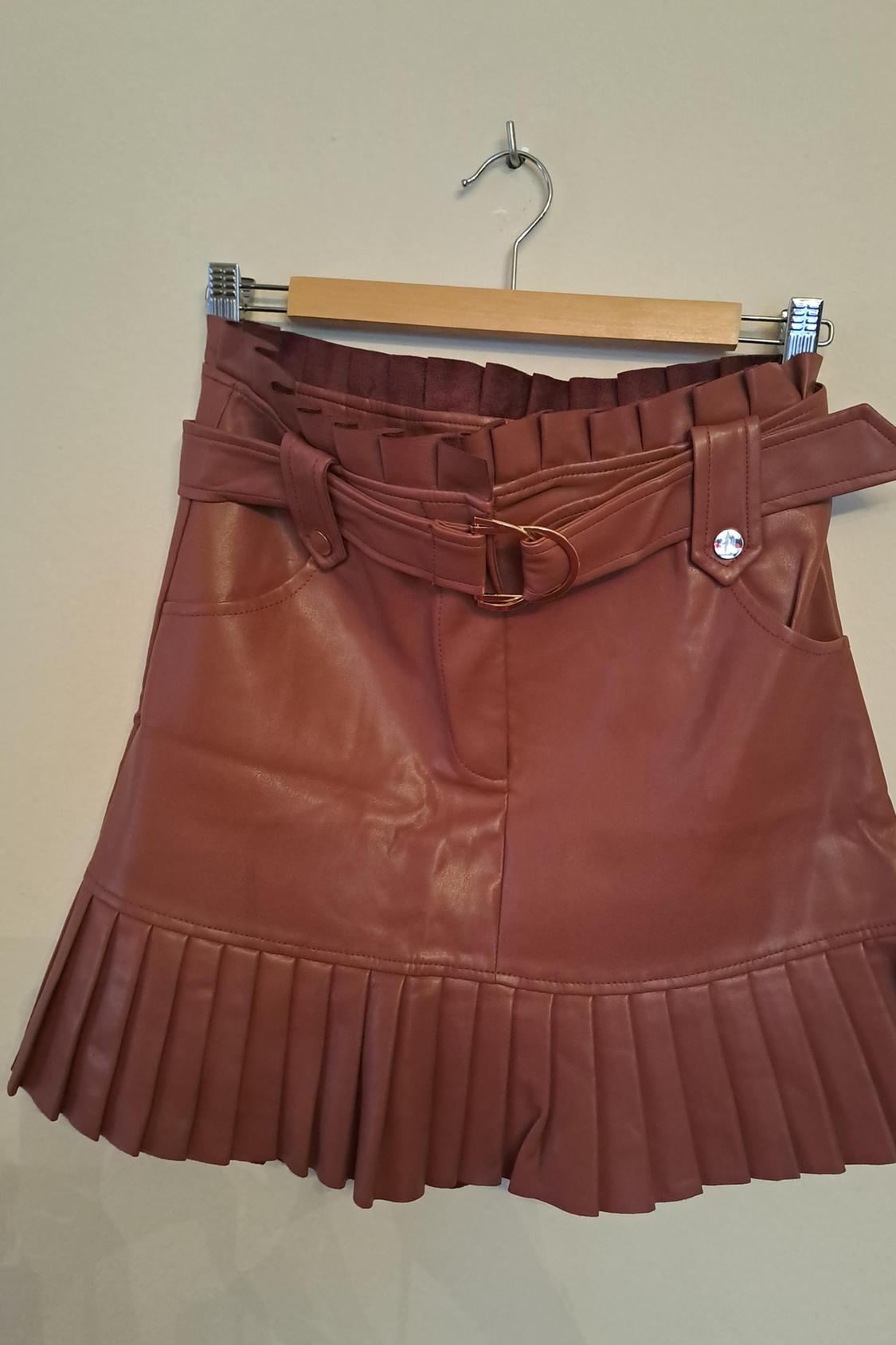 PLEATED FAUX LEATHER MINI SKIRT - Image 2