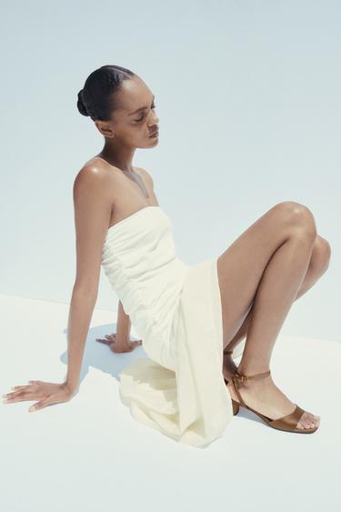 SATIN FINISH HEELED SANDALS - Ochre by Zara