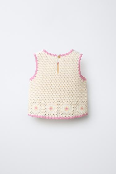 TOP EN CROCHET À FLEURS - Écru de Zara - Image 1