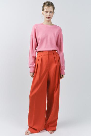 PULL EN MAILLE LISSE AVEC LAINE - Rose de Zara - Image 3