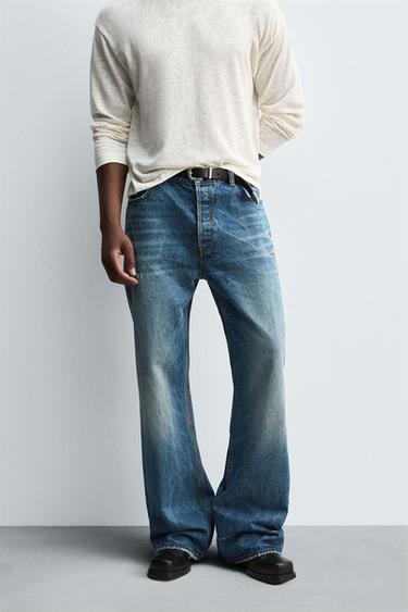 WIDE BELL BOTTOM FIT JEANS - Mid-blue by Zara