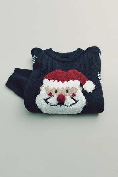 Zara SANTA KNIT JUMPER - Navy blue