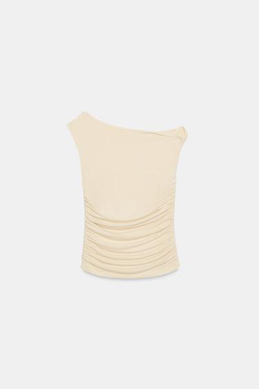 ASYMMETRIC DRAPED TOP - Yellow by Zara - Image 3
