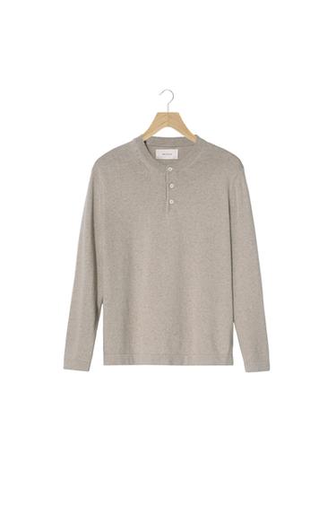 COTTON BLEND HENLEY JUMPER - Sand / Marl by Zara