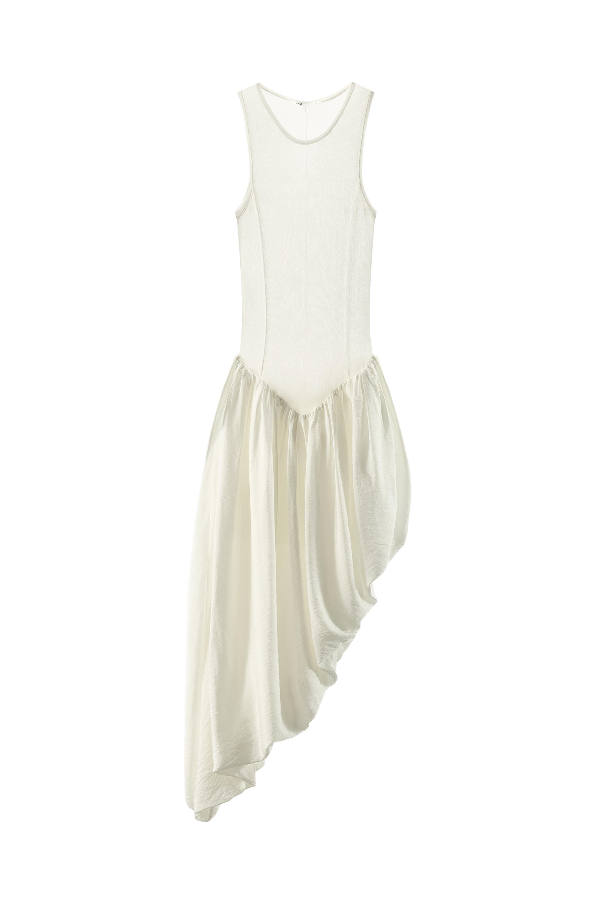 VESTIDO PUNTO COMBINADO ASIMÉTRICO