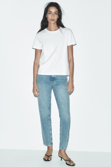 Z1975 HIGH-WAIST MOM FIT JEANS - Mid-blue by Zara