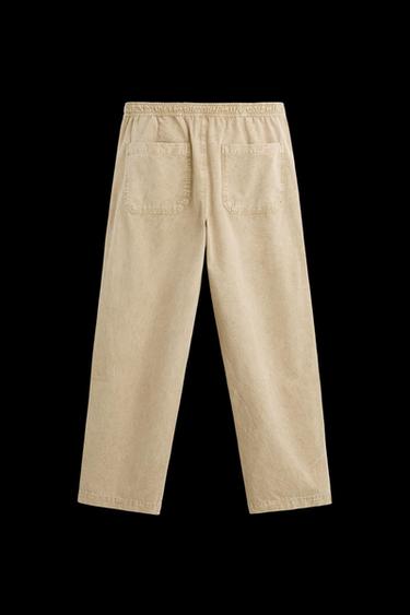 Zara RELAXED FIT WASHED PANTS - Sand
