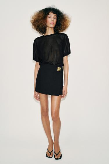 ASYMMETRIC APPLIQUÉ SKORT - Black by Zara