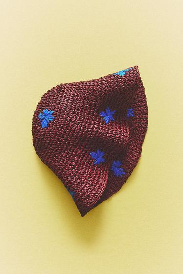 CHAPEAU DE PLAGE ENFANT PAPIER FLEURS - Bordeaux de Zara - Image 4