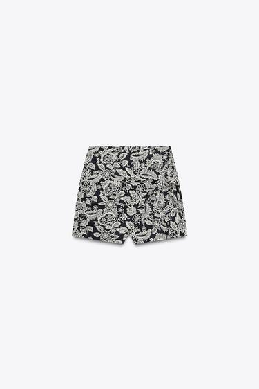 KNOTTED CUTWORK SKORT - Blue/White by Zara
