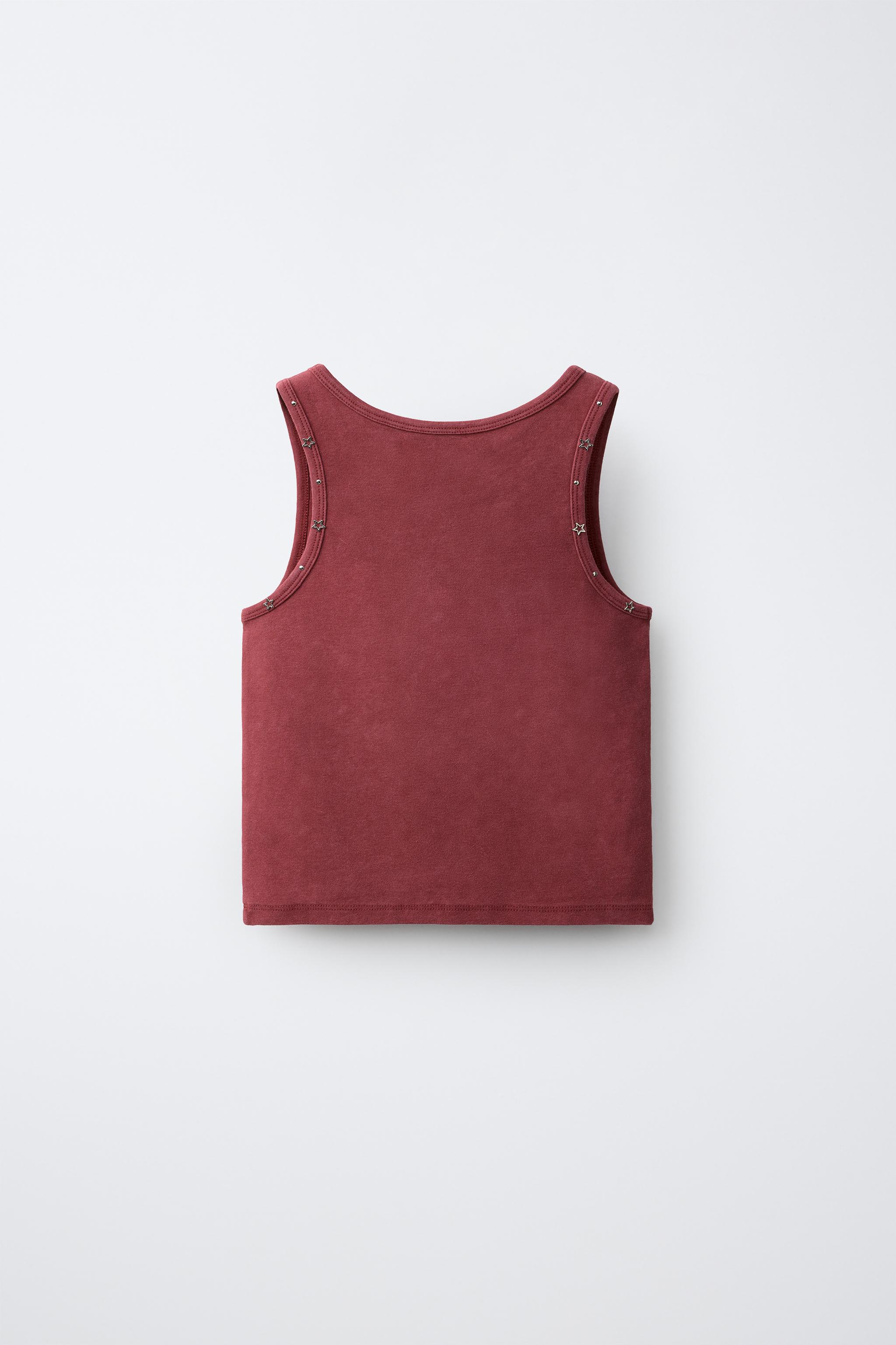 STUD AND STAR T-SHIRT — Maroon