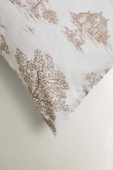 TOILE DE JOUY FOREST PILLOWCASE - Brown by Zara - Image 2