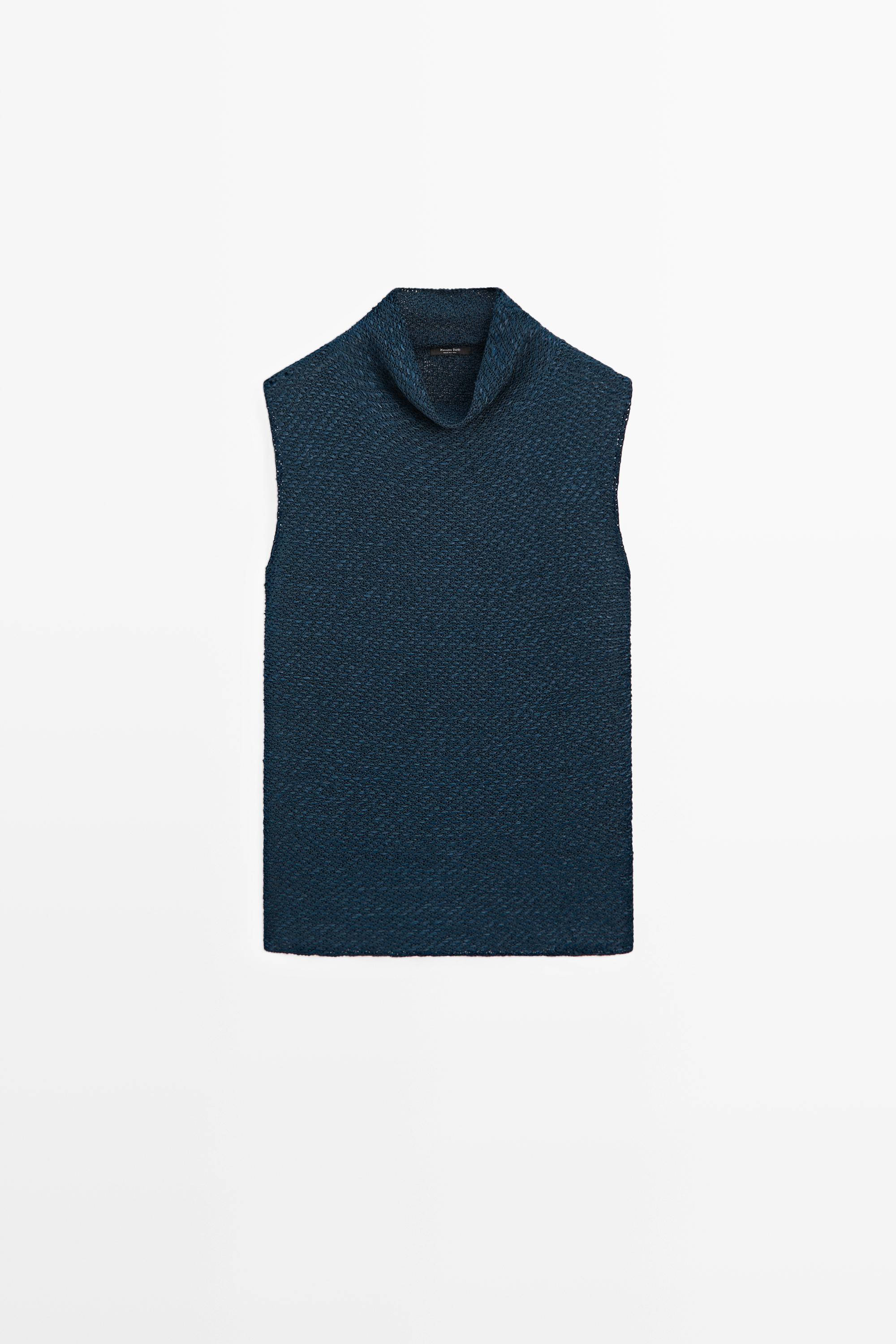 Cotton blend roll neck top