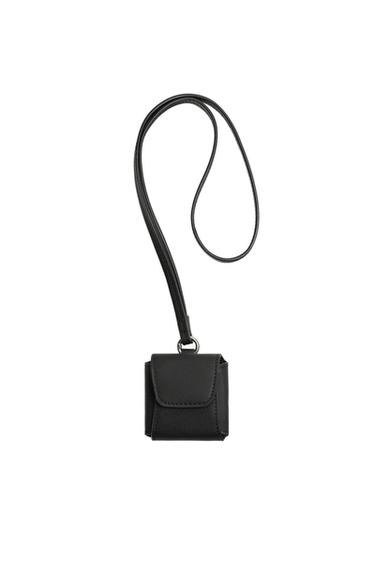 Zara LEATHER HEADPHONE HOLDER WITH PENDANT - Black