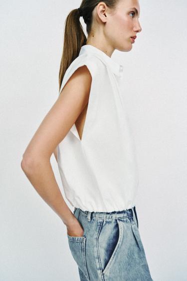 BALLOON CROPPED SHIRT - White by Zara - Image 2