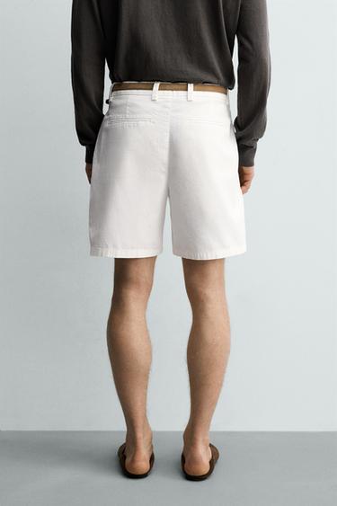 REGULAR FIT PLEATED BERMUDA SHORTS - Oyster-white by Zara - Image 2
