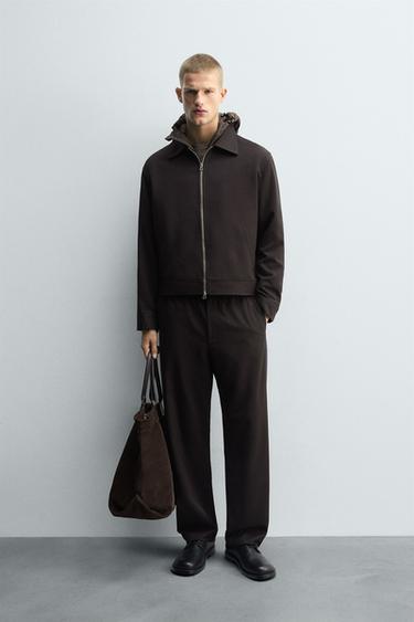 REGULAR FIT ZIP-UP OVERSHIRT - Brown by Zara