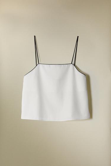 TOP JACQUARD RAYURES - Blanc cassé de Zara - Image 5