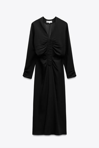 ZW COLLECTION DRAPED MIDI DRESS - Black by Zara - Image 4