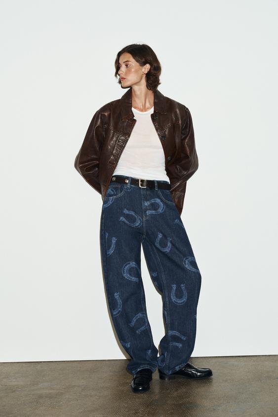 HIGH WAIST HORSESHOE TRF BARREL JEANS