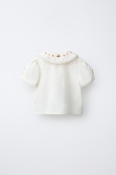 EMBROIDERED SHIRT - Ecru by Zara - Image 1