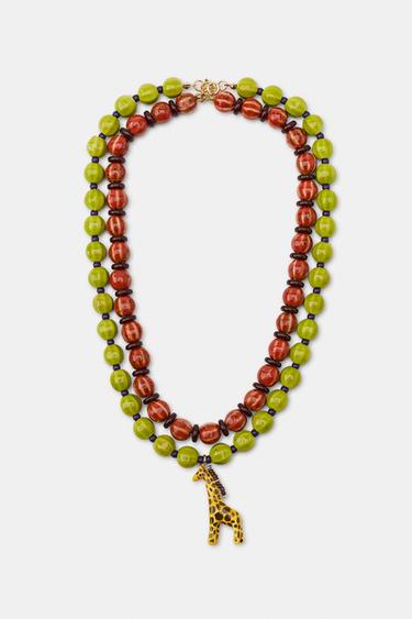 PACK OF 2 NECKLACES WITH GIRAFFE AND BEADS - Multicoloured by Zara