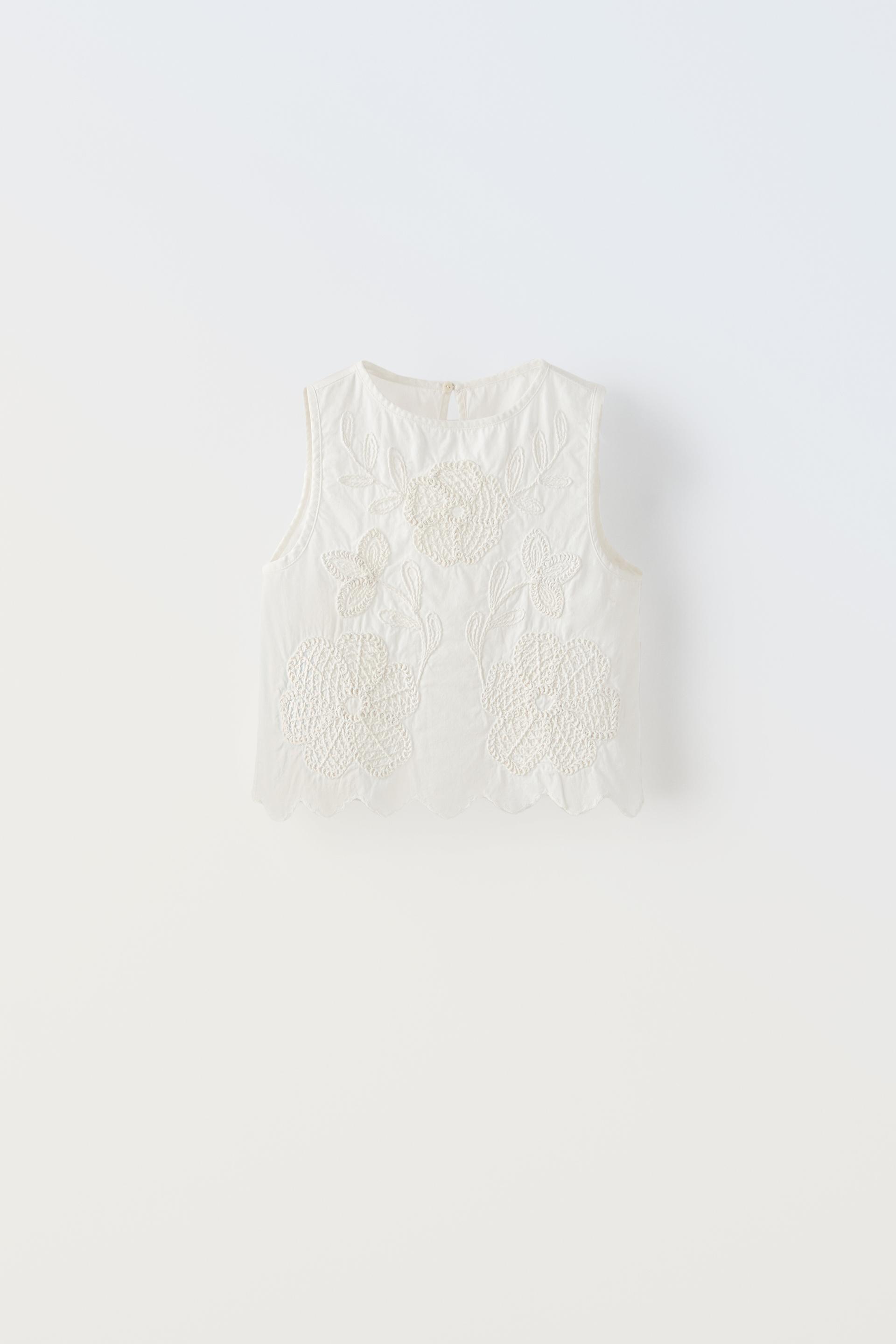 Navy Floral Zari Embroidery A Line Top