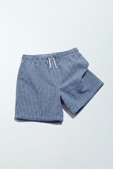2-6 YEARS / GINGHAM SWIM SHORTS - Blue by Zara