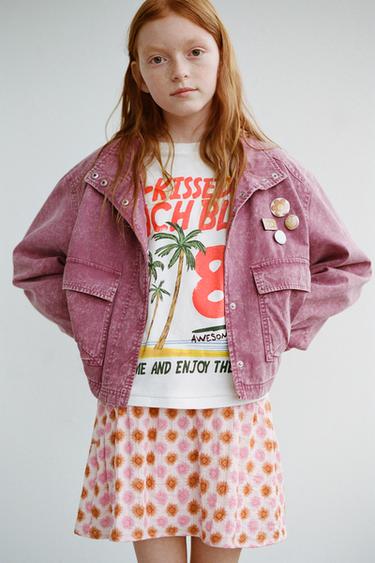 Zara WASHED EFFECT JACKET - Raspberry