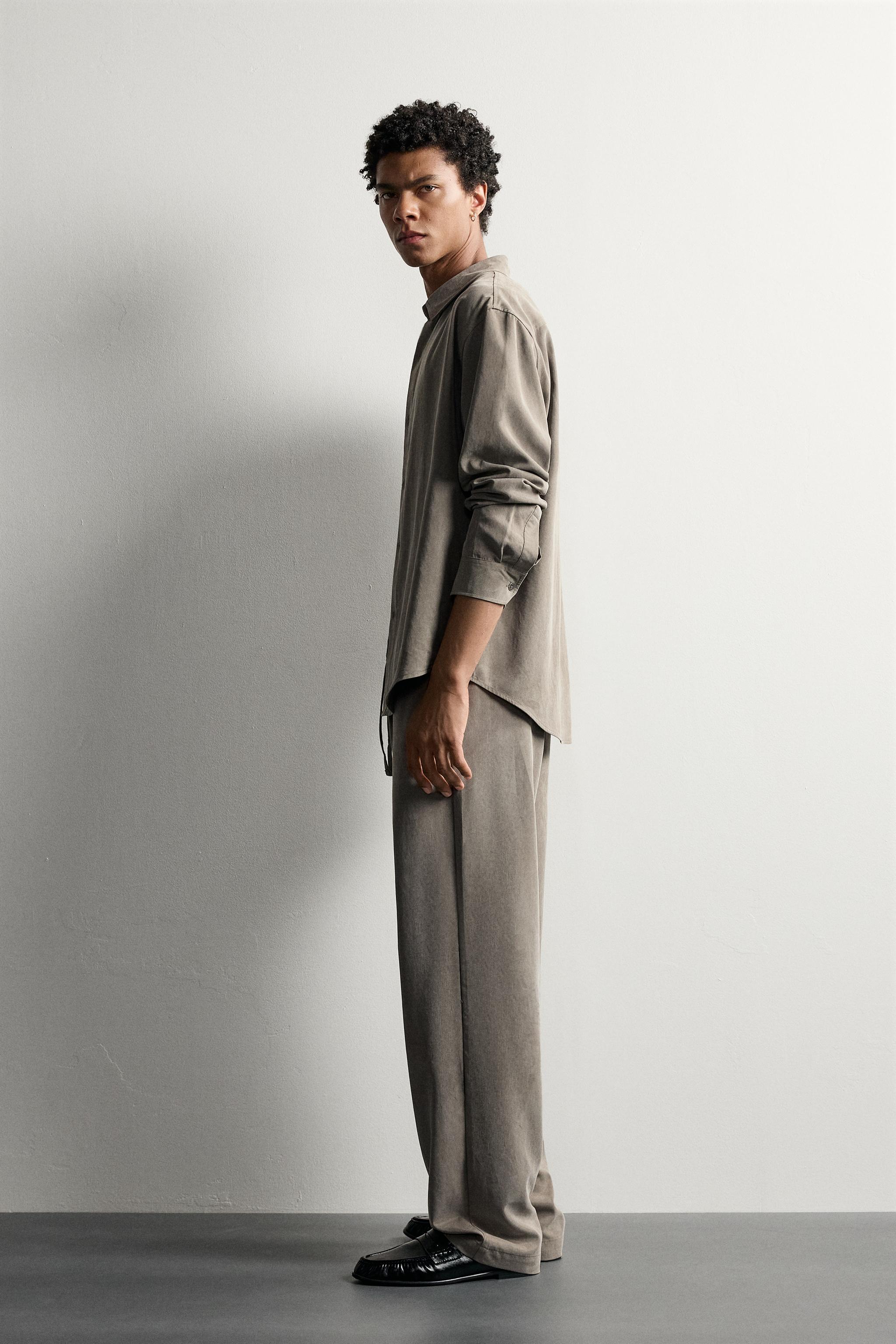 Мужские брюки Zara RELAXED FIT FLUID TROUSERS — фото 4