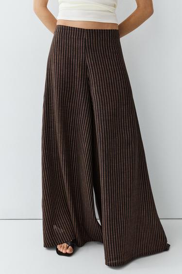 Striped flowing linen blend skort — Navy blue 2